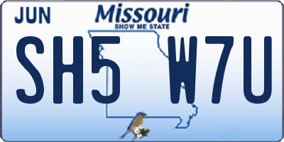 MO license plate SH5W7U