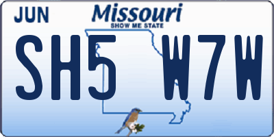 MO license plate SH5W7W