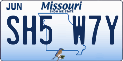 MO license plate SH5W7Y