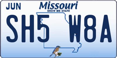 MO license plate SH5W8A