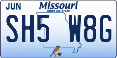 MO license plate SH5W8G