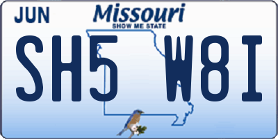 MO license plate SH5W8I