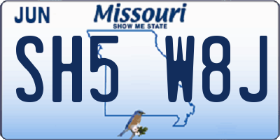 MO license plate SH5W8J
