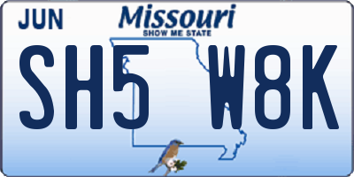 MO license plate SH5W8K