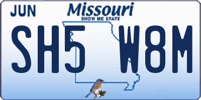 MO license plate SH5W8M