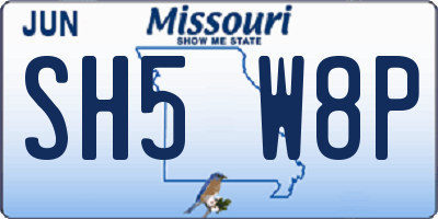 MO license plate SH5W8P