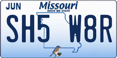 MO license plate SH5W8R