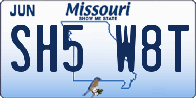 MO license plate SH5W8T