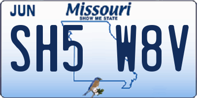 MO license plate SH5W8V