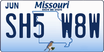 MO license plate SH5W8W