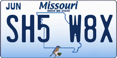 MO license plate SH5W8X