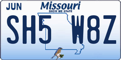 MO license plate SH5W8Z