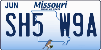 MO license plate SH5W9A