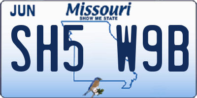 MO license plate SH5W9B
