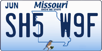 MO license plate SH5W9F