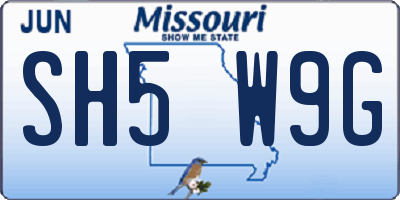 MO license plate SH5W9G