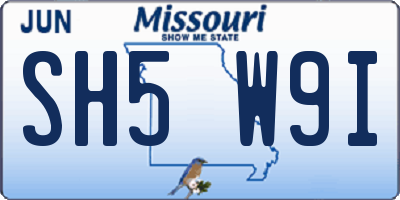 MO license plate SH5W9I