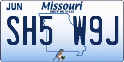 MO license plate SH5W9J