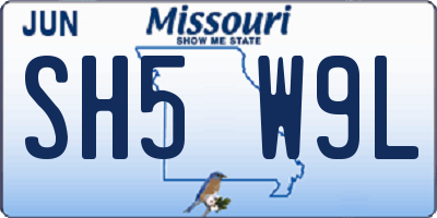 MO license plate SH5W9L