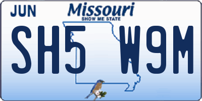MO license plate SH5W9M