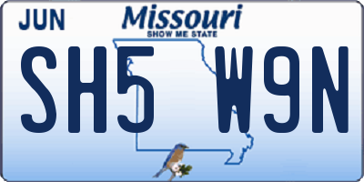 MO license plate SH5W9N
