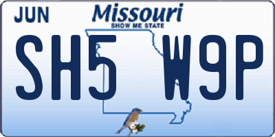 MO license plate SH5W9P