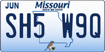 MO license plate SH5W9Q