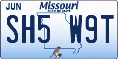 MO license plate SH5W9T