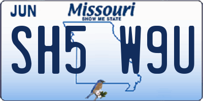 MO license plate SH5W9U