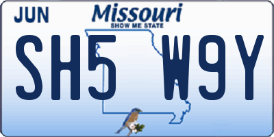 MO license plate SH5W9Y