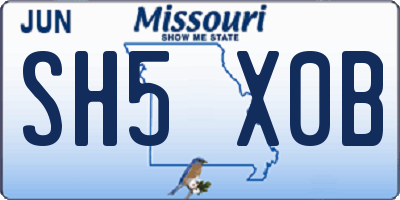 MO license plate SH5X0B