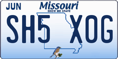 MO license plate SH5X0G