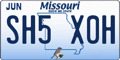 MO license plate SH5X0H