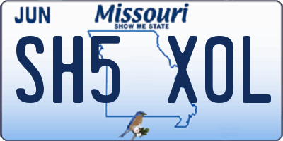 MO license plate SH5X0L