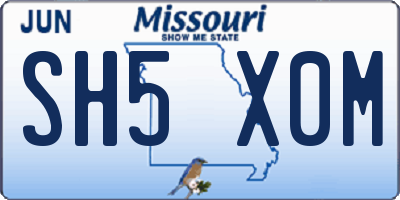 MO license plate SH5X0M