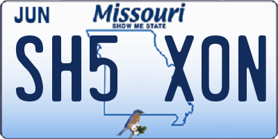 MO license plate SH5X0N