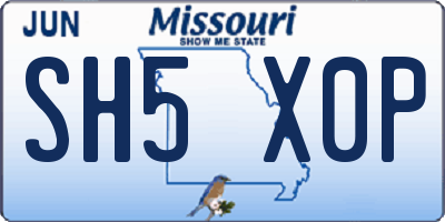 MO license plate SH5X0P