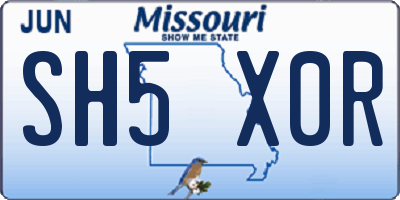 MO license plate SH5X0R