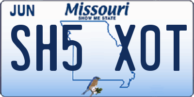 MO license plate SH5X0T