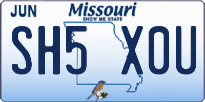 MO license plate SH5X0U