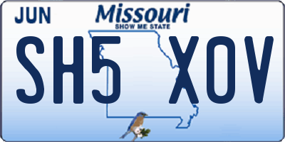 MO license plate SH5X0V