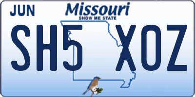 MO license plate SH5X0Z