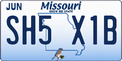 MO license plate SH5X1B