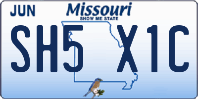 MO license plate SH5X1C