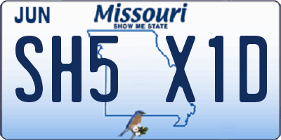 MO license plate SH5X1D