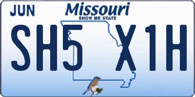 MO license plate SH5X1H