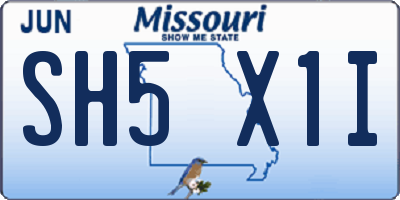 MO license plate SH5X1I
