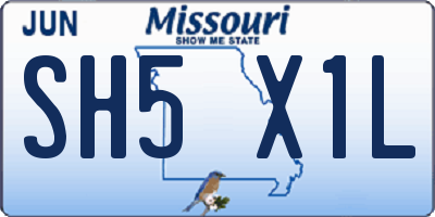 MO license plate SH5X1L
