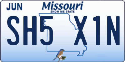 MO license plate SH5X1N
