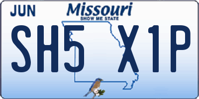 MO license plate SH5X1P